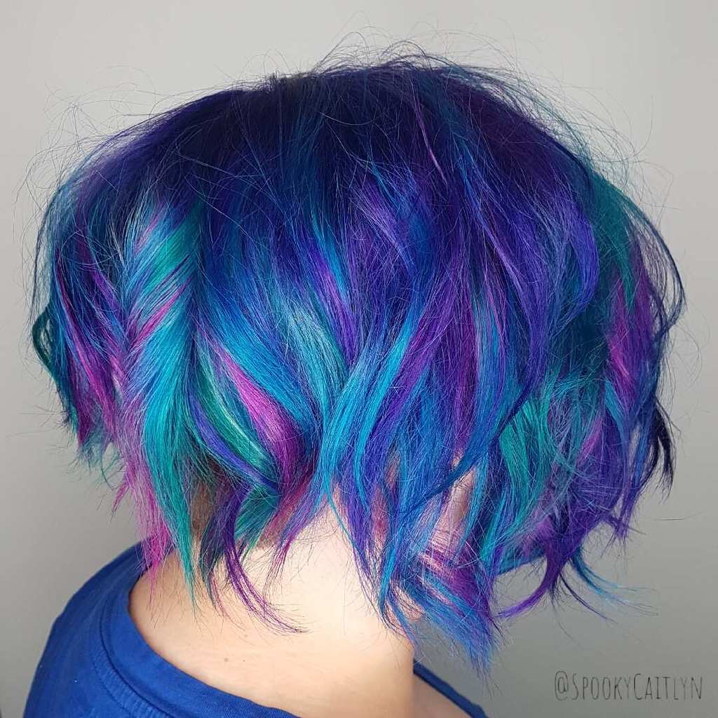 Blue colourful hair at hairstyle inn saskatoon