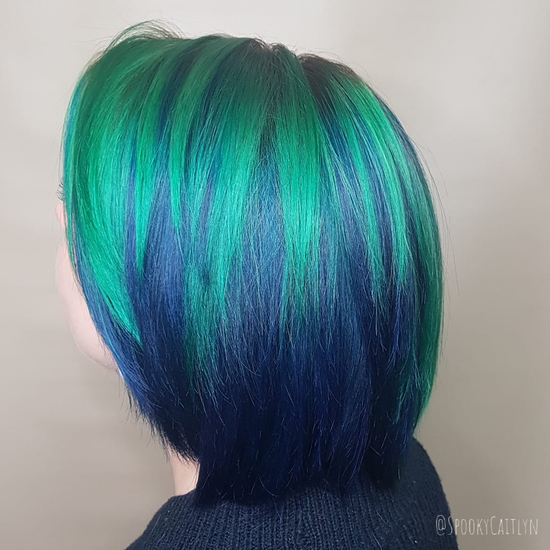 Green blue hair Stylist Saskatoon Salon