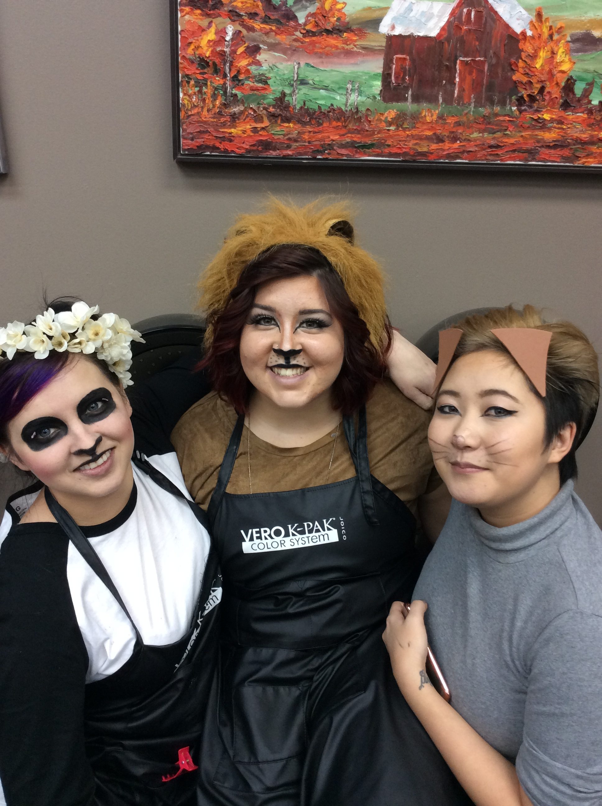 Hairstyle inn team in Halloween costumes